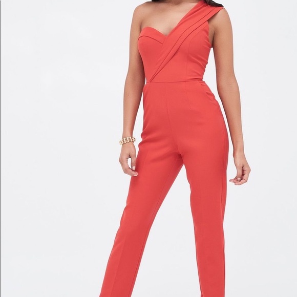 One Shoulder Tailored Jumpsuit - Picture 1 of 4